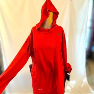 NIKE mens red long sleeve dri-fit athletic hoodie size Large NWT